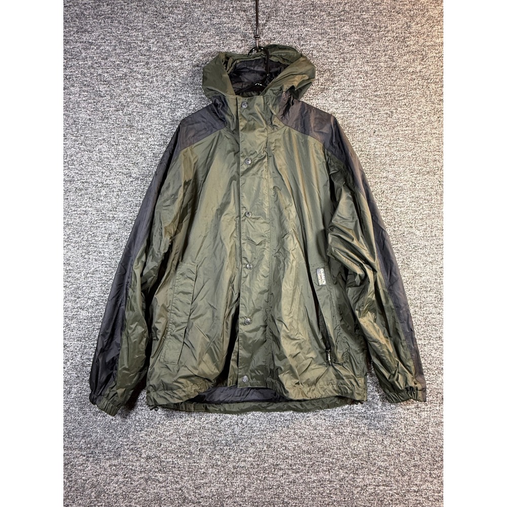 Guide Series Mens Waterproof Rain Jacket Olive Green Black Hooded Size L